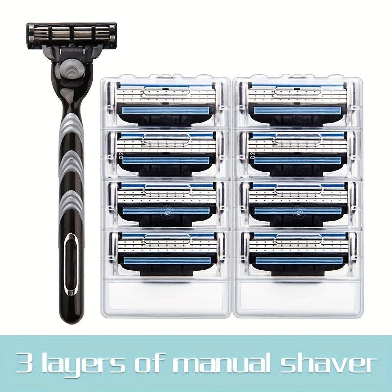 Classic 3-layer Manual Razor Set with 8 Refills