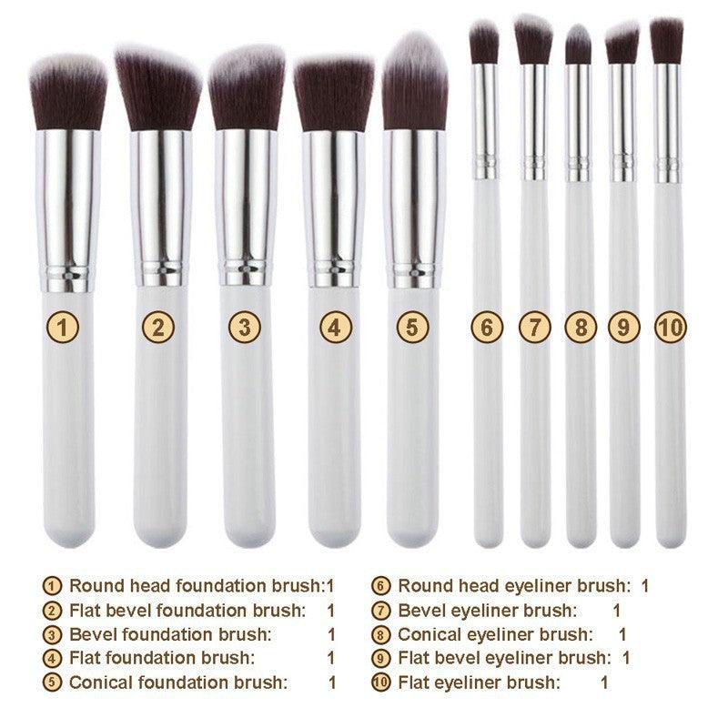 10pcs Synthetic Makeup Brush Set for All Skin Types and Makeup Looks
