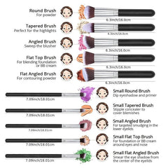 10pcs Synthetic Makeup Brush Set for All Skin Types and Makeup Looks