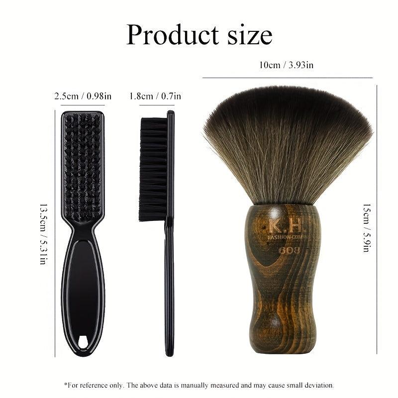Barber Brush Set 2PCS Neck Cleaning Neck Nylon Bristle Wooden Handle