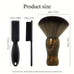 Barber Brush Set 2PCS Neck Cleaning Neck Nylon Bristle Wooden Handle