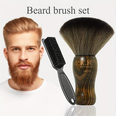 Barber Brush Set 2PCS Neck Cleaning Neck Nylon Bristle Wooden Handle