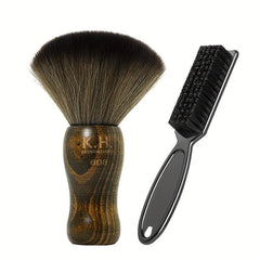 Barber Brush Set 2PCS Neck Cleaning Neck Nylon Bristle Wooden Handle