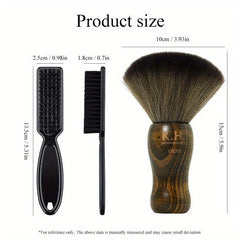 Barber Brush Set 2PCS Neck Cleaning Neck Nylon Bristle Wooden Handle
