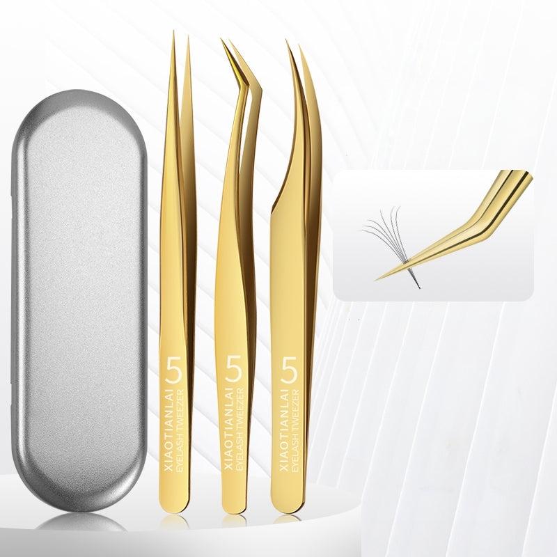 3pcs Stainless Steel Tweezers Set Precision Eyebrow Remover