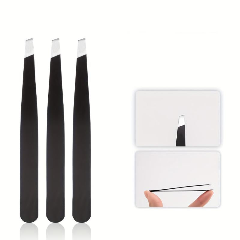 3pcs Stainless Steel Eyebrow Tweezers for Hair Removal