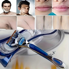 5-Layer Manual Safety Razor Shaving Set with Replacement Blades