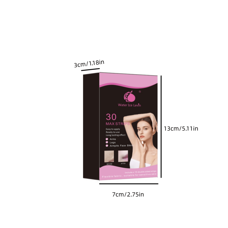 50pcs Body Wax Strips Gentle Hair Removal Kit, 3 Wet Tissues, Portable, Green