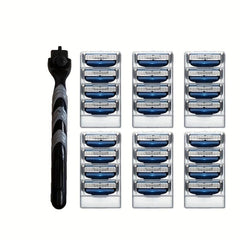 3-Layer Safety Razor Set with Reusable Blades for Men's Shaving