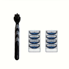 3-Layer Safety Razor Set with Reusable Blades for Men's Shaving