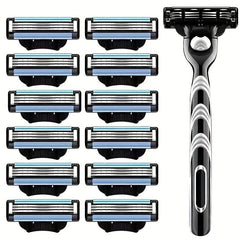 3-Layer Safety Razor Set with Reusable Blades for Men's Shaving