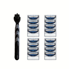 3-Layer Safety Razor Set with Reusable Blades for Men's Shaving