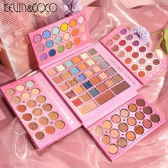 4-Layer Eyeshadow Palette for Brightened Skin Tone & 3-in-1 Contour Makeup