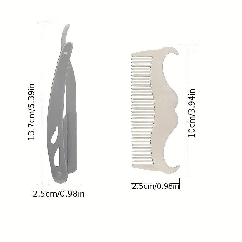 Beard Grooming Kit with Brush, Comb, Scissors, Razor, Bag