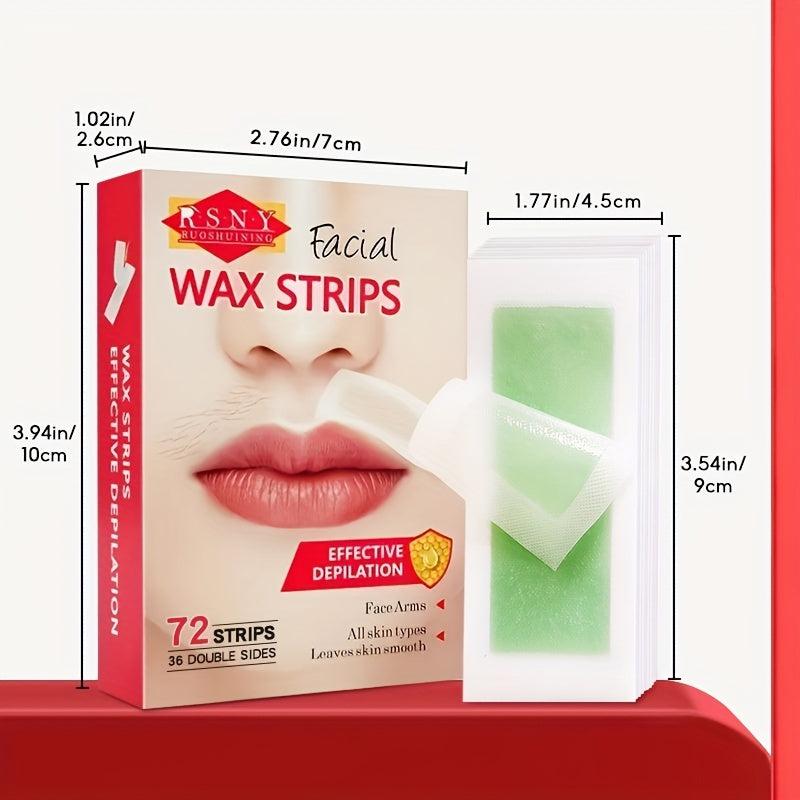 Hypoallergenic Facial Wax Strips for Hair Removal 72 Count