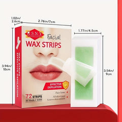 Hypoallergenic Facial Wax Strips for Hair Removal 72 Count