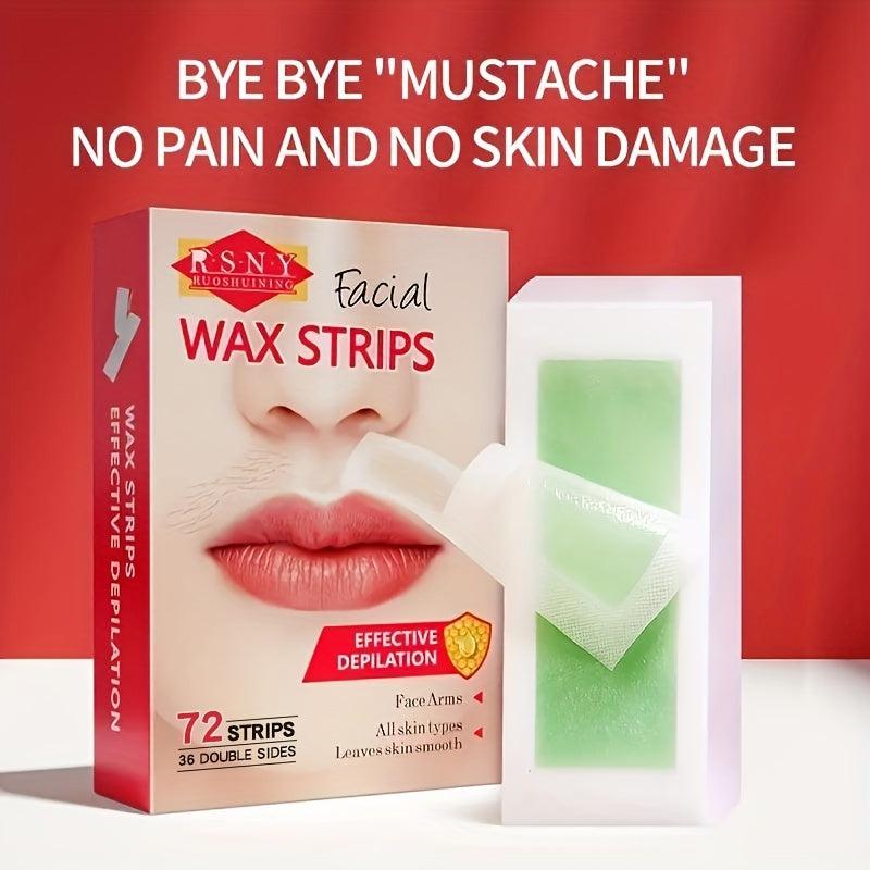 Hypoallergenic Facial Wax Strips for Hair Removal 72 Count