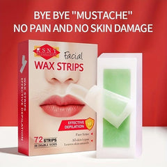 Hypoallergenic Facial Wax Strips for Hair Removal 72 Count
