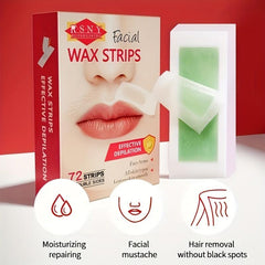 Hypoallergenic Facial Wax Strips for Hair Removal 72 Count