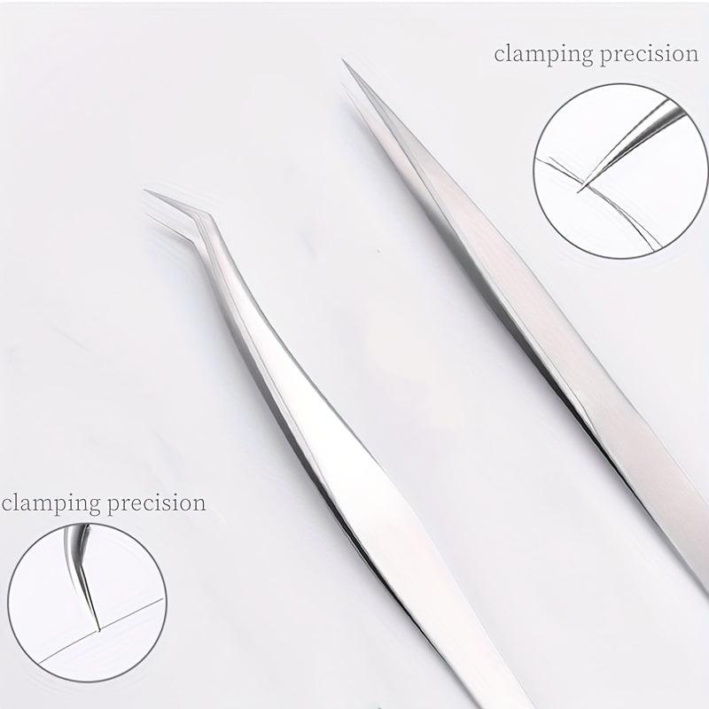 Precision Eyelash Extension Tweezers for False Lashes, Salon & Home Use