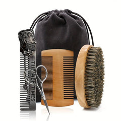 Men's Beard Care Brush Repair Scissors Comb Set