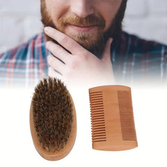 Beard Brush & Comb Set Boar Bristle Brush Wooden Comb