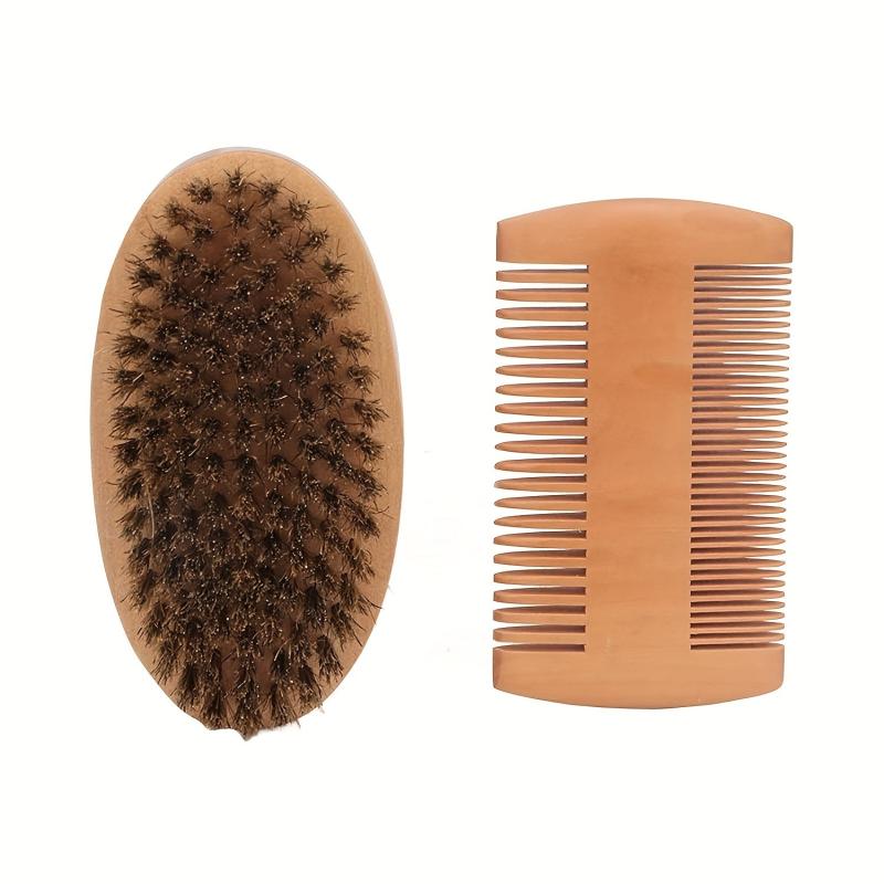 Beard Brush & Comb Set Boar Bristle Brush Wooden Comb