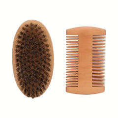 Beard Brush & Comb Set Boar Bristle Brush Wooden Comb