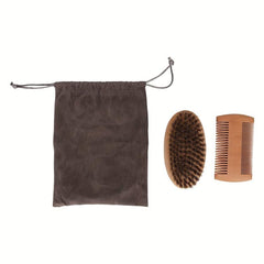 Beard Brush & Comb Set Boar Bristle Brush Wooden Comb