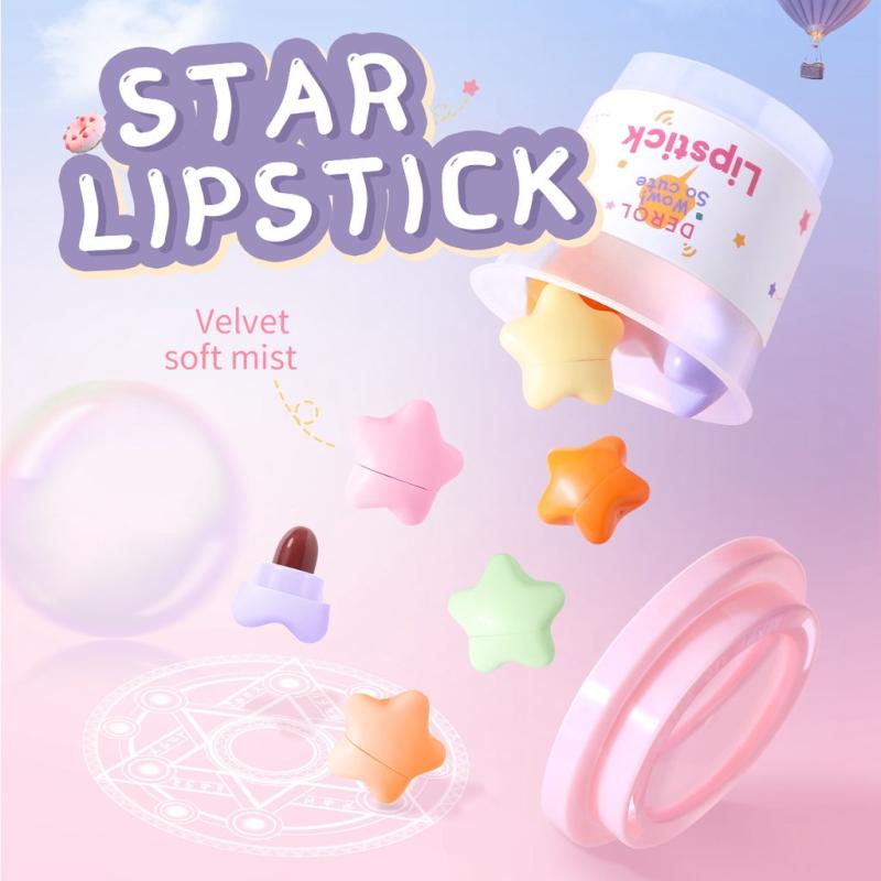 6 Pcs Star Mini Lipstick Set, Candy Matte Velvet Mist, Waterproof Lipgloss
