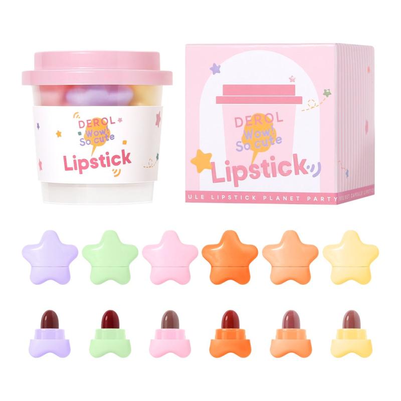 6 Pcs Star Mini Lipstick Set, Candy Matte Velvet Mist, Waterproof Lipgloss