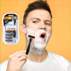 Men Manual Safety Razor Face Cleansing Care Tool With Handle Replacement Holder