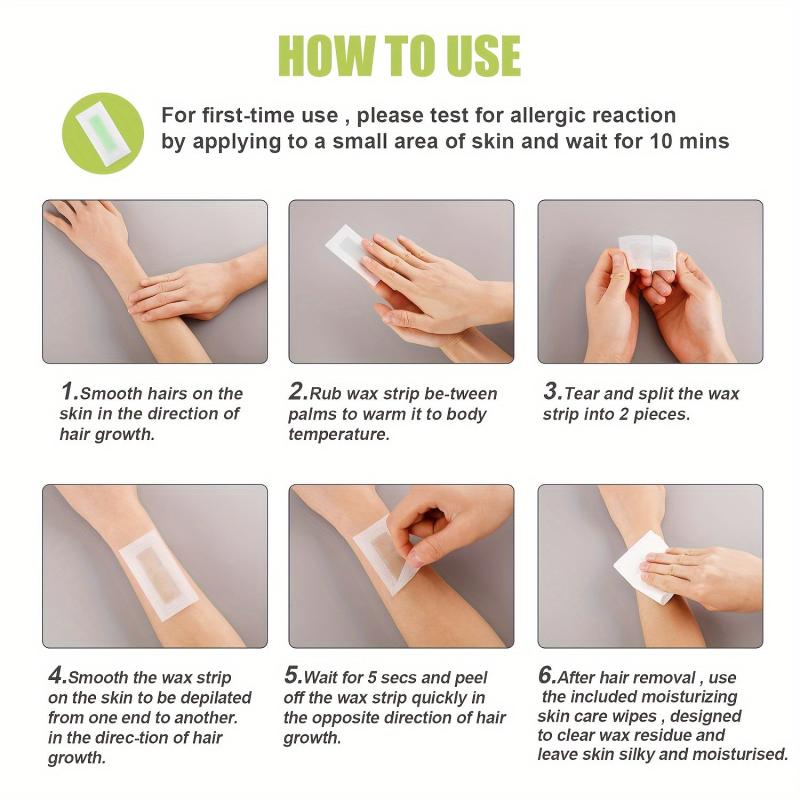 20 Pcs Body Wax Strips Gentle Hair Removal Kit Portable Tear Off Wax Strip