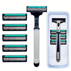 2-Layer Manual Razor Set with 3 Refills Stainless Steel Shave Razors