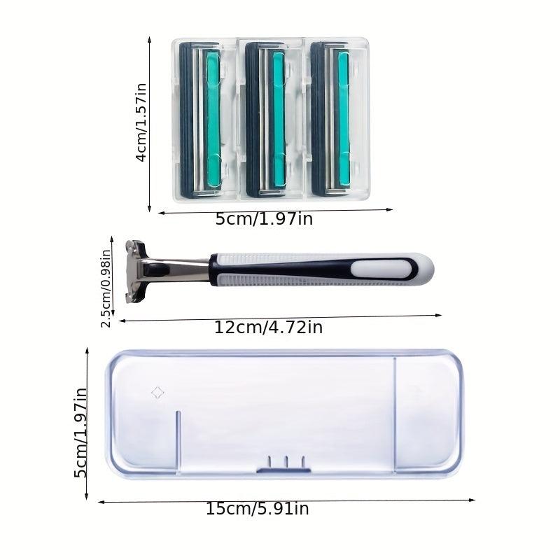 2-Layer Manual Razor Set with 3 Refills Stainless Steel Shave Razors