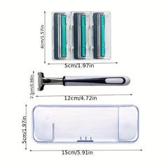 2-Layer Manual Razor Set with 3 Refills Stainless Steel Shave Razors