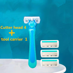 6 Layer Manual Razor Set with 1 Handle & 4 Refills