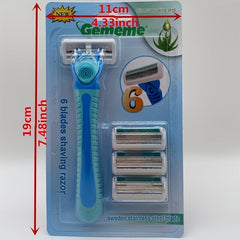6 Layer Manual Razor Set with 1 Handle & 4 Refills
