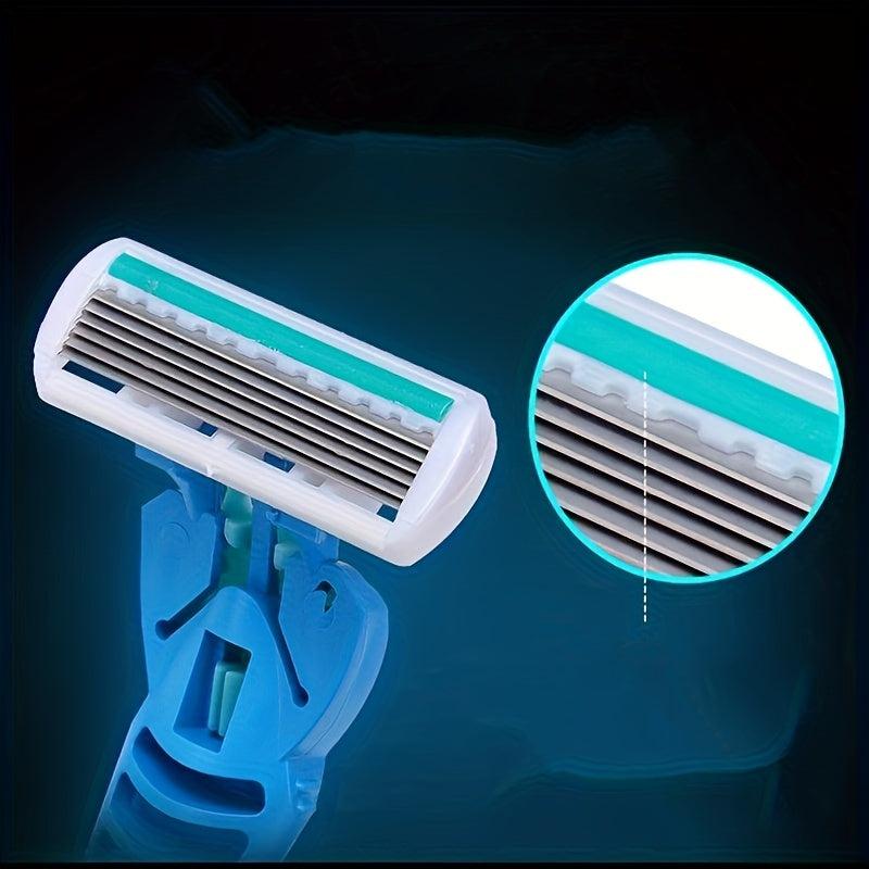 6 Layer Manual Razor Set with 1 Handle & 4 Refills