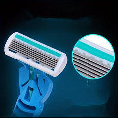 6 Layer Manual Razor Set with 1 Handle & 4 Refills