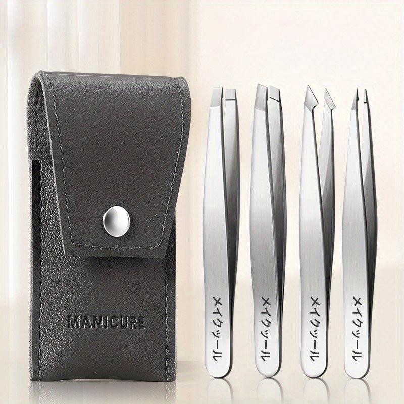 Professional Stainless Steel Eyebrow Tweezers Set