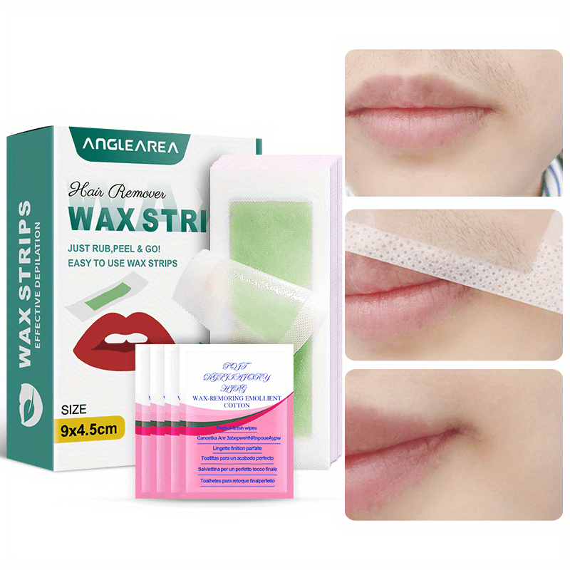 72 Natural Green Facial Wax Strips for Painless Hair Removal