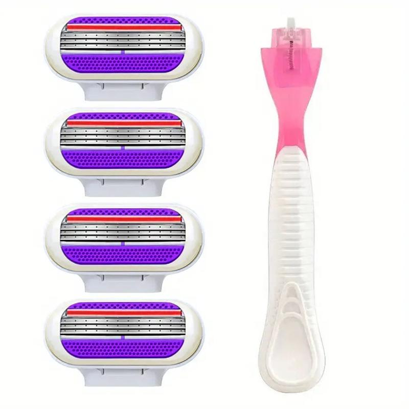 3 Layer Manual Razor Set with 4 Refills Stainless Steel Razors for Women