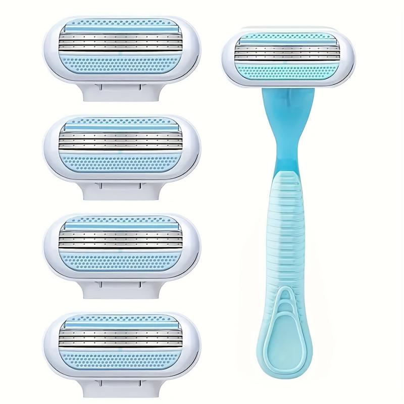 3 Layer Manual Razor Set with 4 Refills Stainless Steel Razors for Women