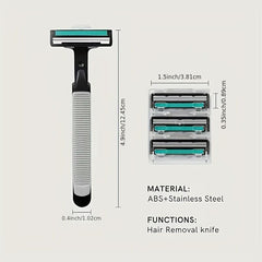 Stainless Steel Men's Razor 2 Layers Blades with Handle
