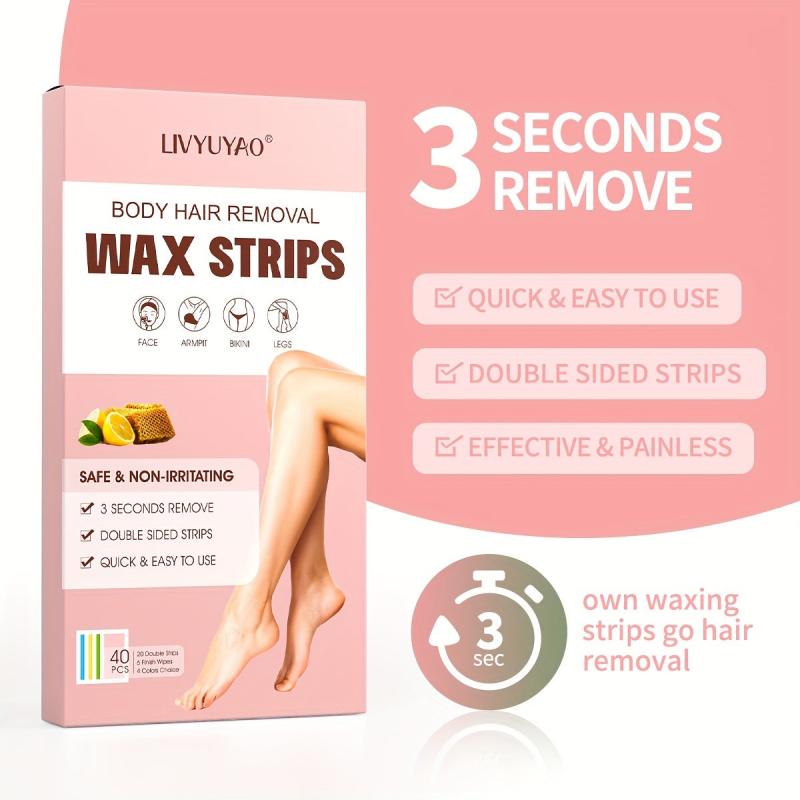 Wax Strips Hair Removal Kit 40 Count Large Size Waxing Strips 6 Finish