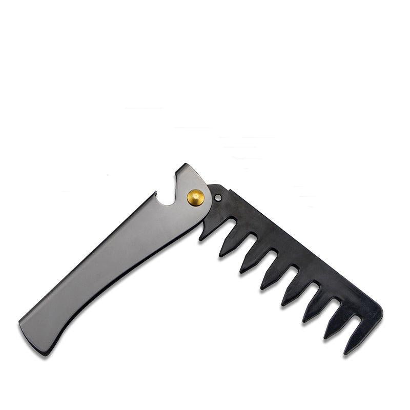 Portable Folding Beard Comb For Men Styling Hair Mustache Stainless Steel Comb