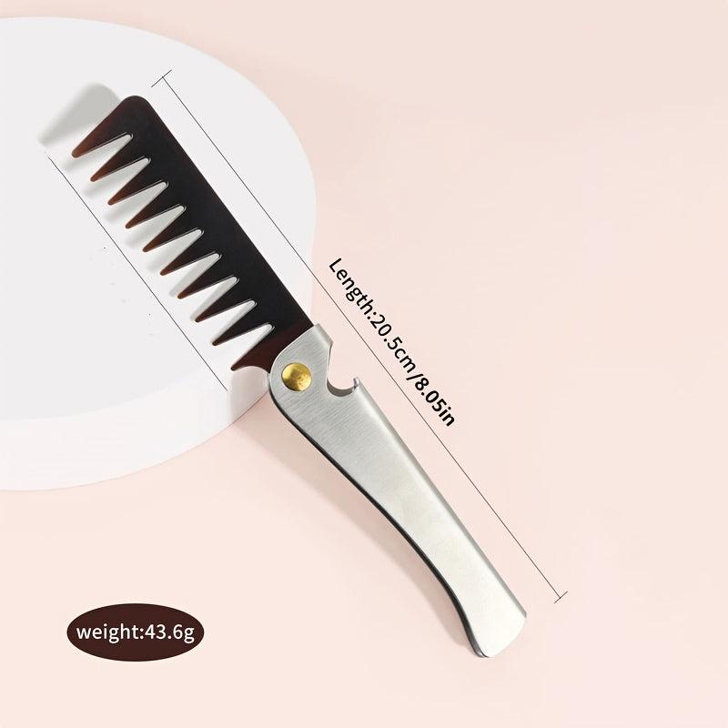 Portable Folding Beard Comb For Men Styling Hair Mustache Stainless Steel Comb