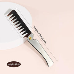 Portable Folding Beard Comb For Men Styling Hair Mustache Stainless Steel Comb