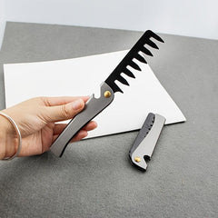 Portable Folding Beard Comb For Men Styling Hair Mustache Stainless Steel Comb